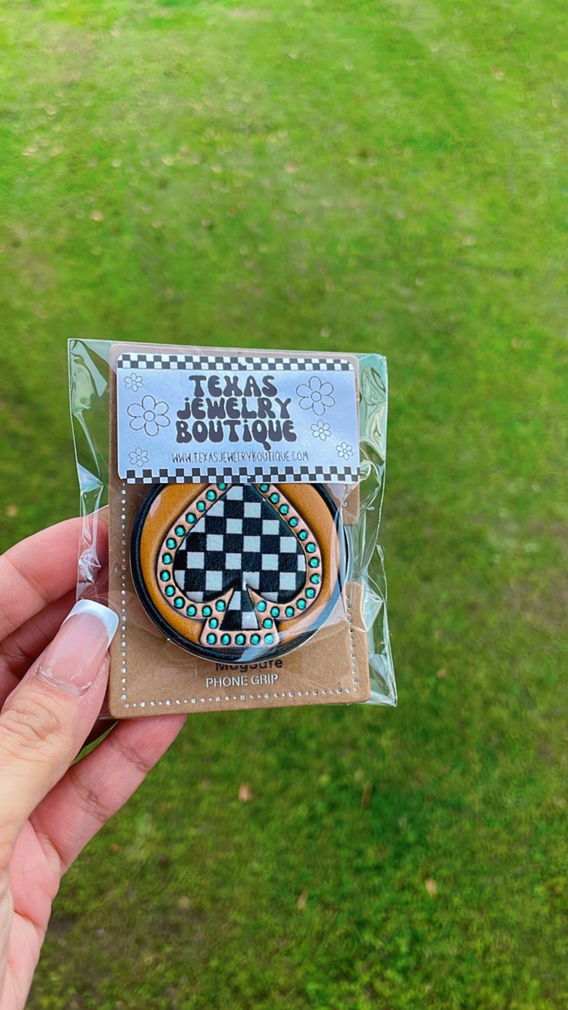 Spade checkered phone grip