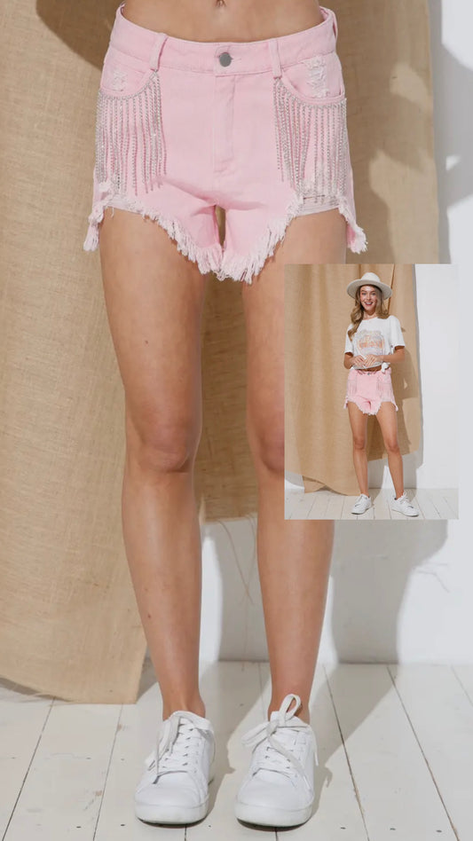 Blush Cowgirl drip shorts- PRE ORDER SHIPS 03/09