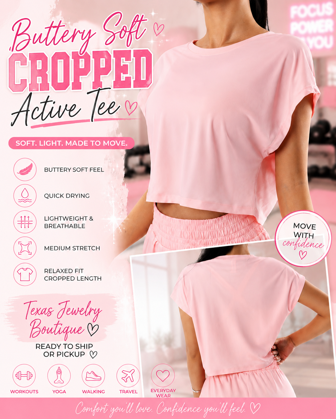 Buttery Soft Cropped Active Tee๐