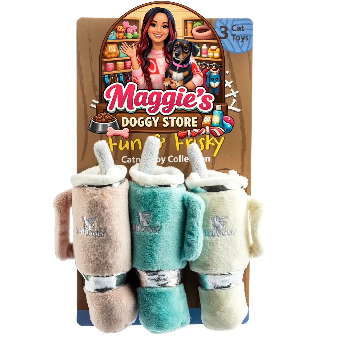 Snuggly cup organic catnip toys 3- pack
