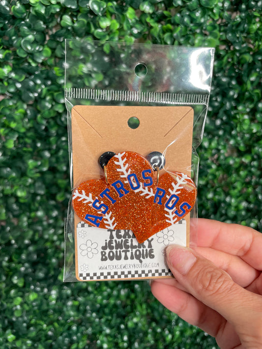 Baseball heart A earrings